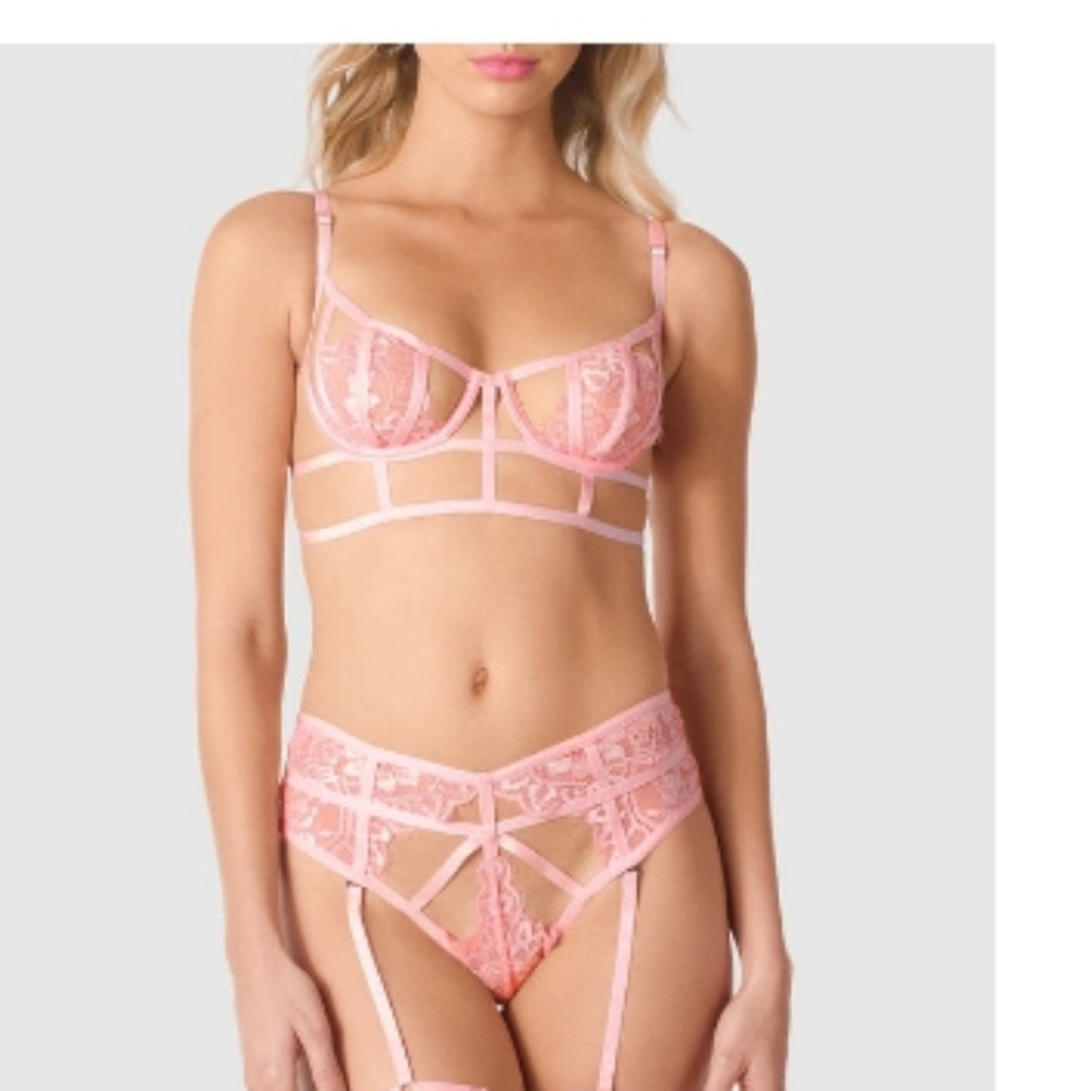 Unlined Lace Bra with Caging